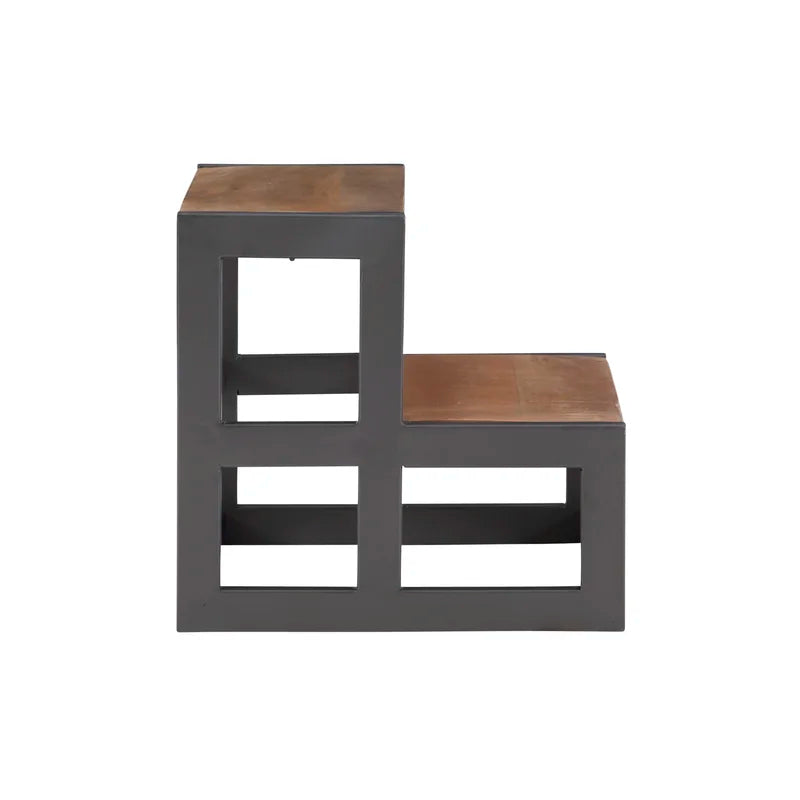 Furnishiaa 2 Step Solid Wood & Metal Step by Step Stool - Furnishiaa -  -